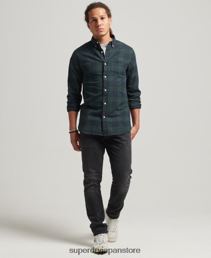 オーガニックコットン クラシックロンドン ボタンダウンシャツ 男性 Superdry 衣類 緑 2J62PZ215