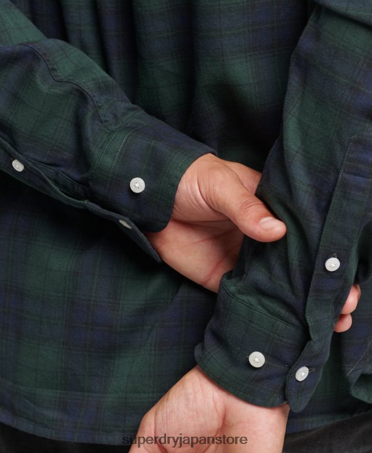 オーガニックコットン クラシックロンドン ボタンダウンシャツ 男性 Superdry 衣類 緑 2J62PZ215