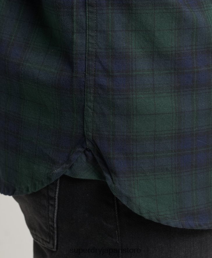 オーガニックコットン クラシックロンドン ボタンダウンシャツ 男性 Superdry 衣類 緑 2J62PZ215