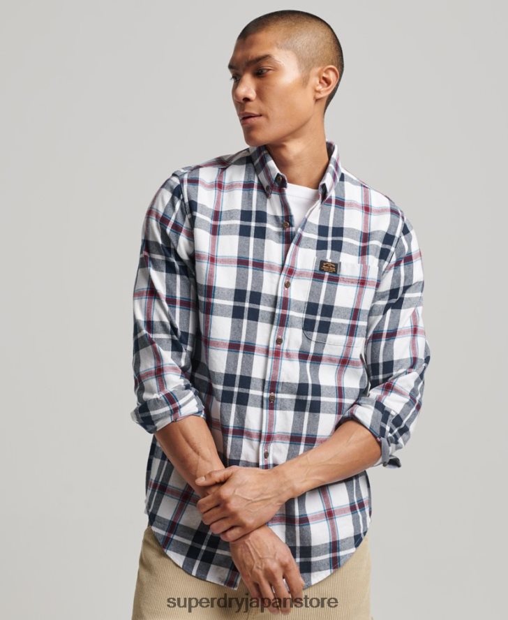 オーガニックコットン ヴィンテージ ランバージャック シャツ 男性 Superdry 衣類 白 2J62PZ216