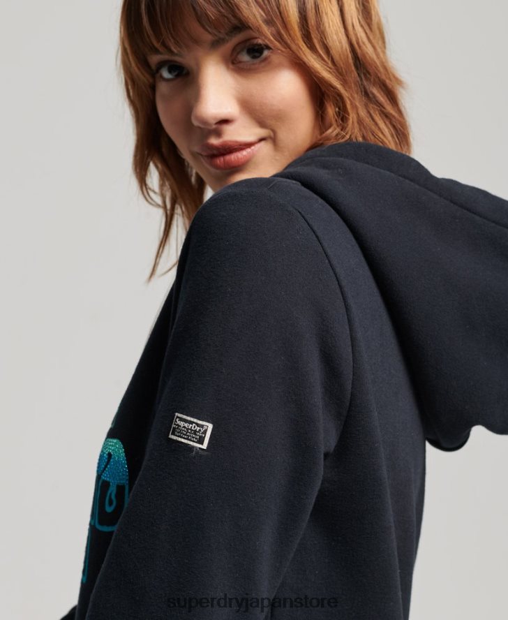 装飾パーカー 女性 Superdry 衣類 海軍 2J62PZ2160