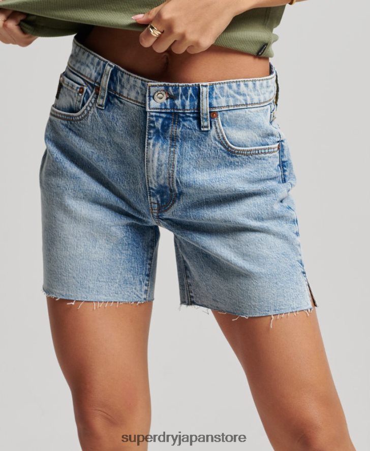 ミッドライズは短くカットオフ 女性 Superdry 衣類 ライトブルー 2J62PZ2161