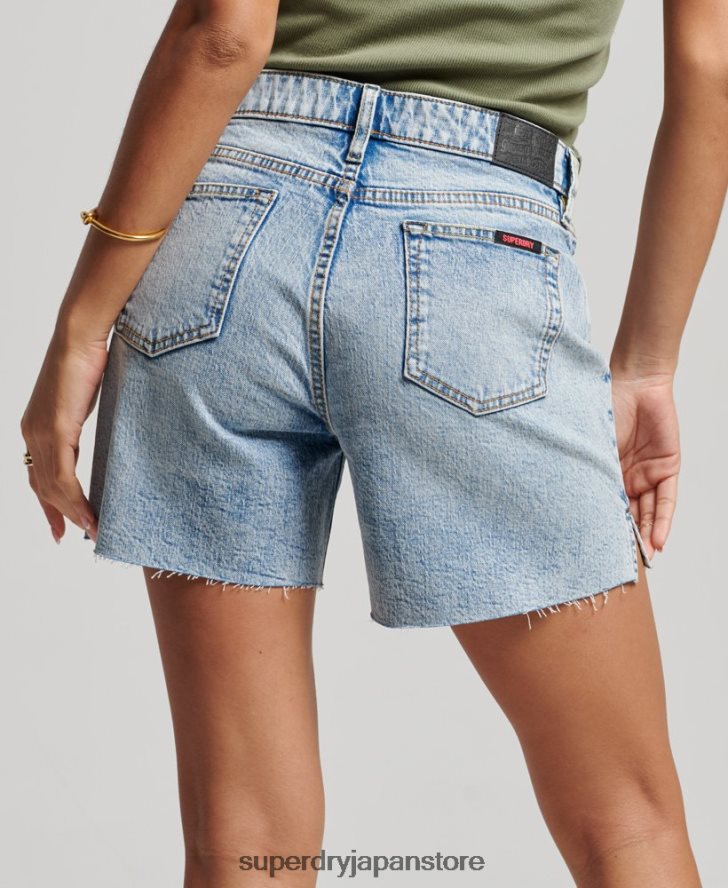 ミッドライズは短くカットオフ 女性 Superdry 衣類 ライトブルー 2J62PZ2161