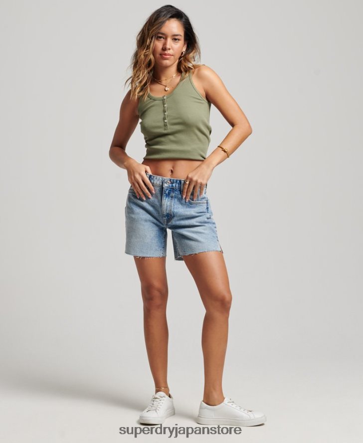 ミッドライズは短くカットオフ 女性 Superdry 衣類 ライトブルー 2J62PZ2161