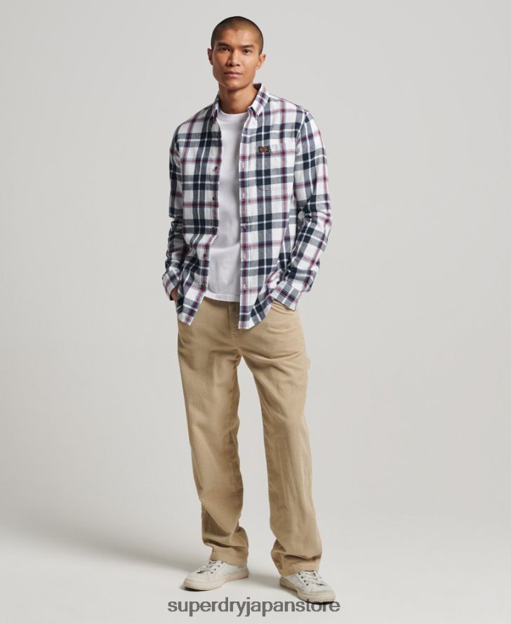 オーガニックコットン ヴィンテージ ランバージャック シャツ 男性 Superdry 衣類 白 2J62PZ216