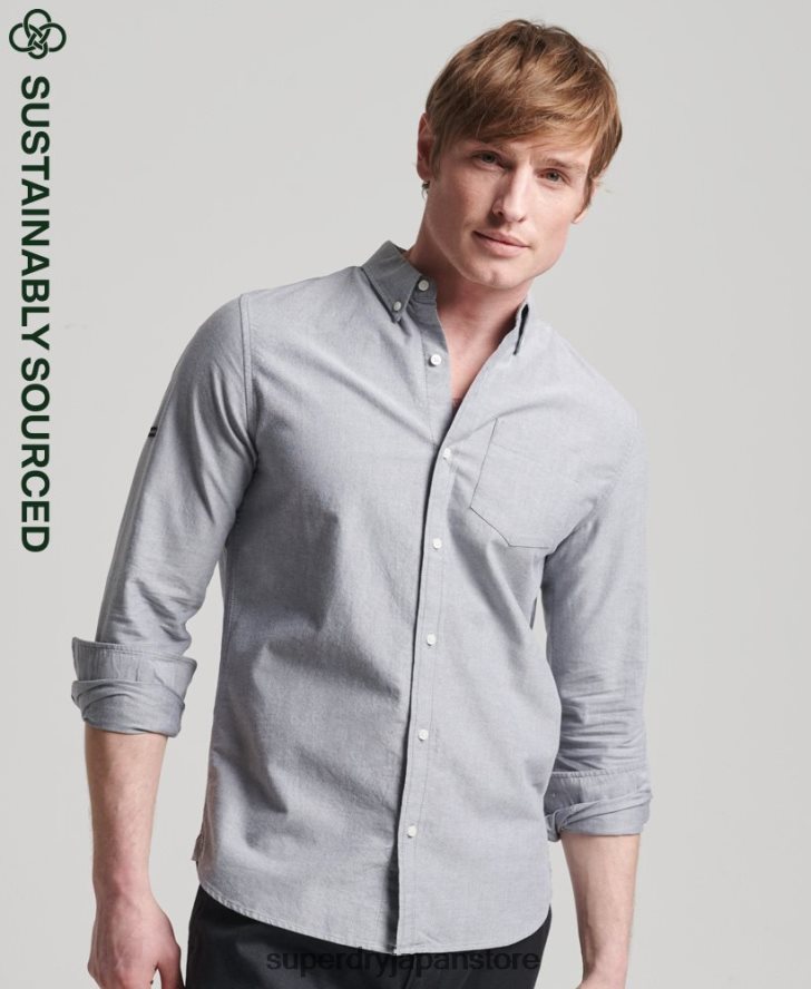 オーガニックコットンユニオックスフォードシャツ 男性 Superdry 衣類 グレー 2J62PZ217