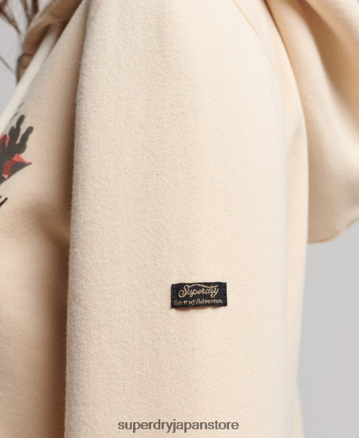 ヴィンテージロゴナラティブジップパーカー 女性 Superdry 衣類 クリーム 2J62PZ2179
