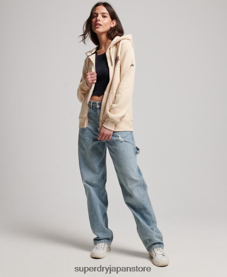 ヴィンテージロゴナラティブジップパーカー 女性 Superdry 衣類 クリーム 2J62PZ2179