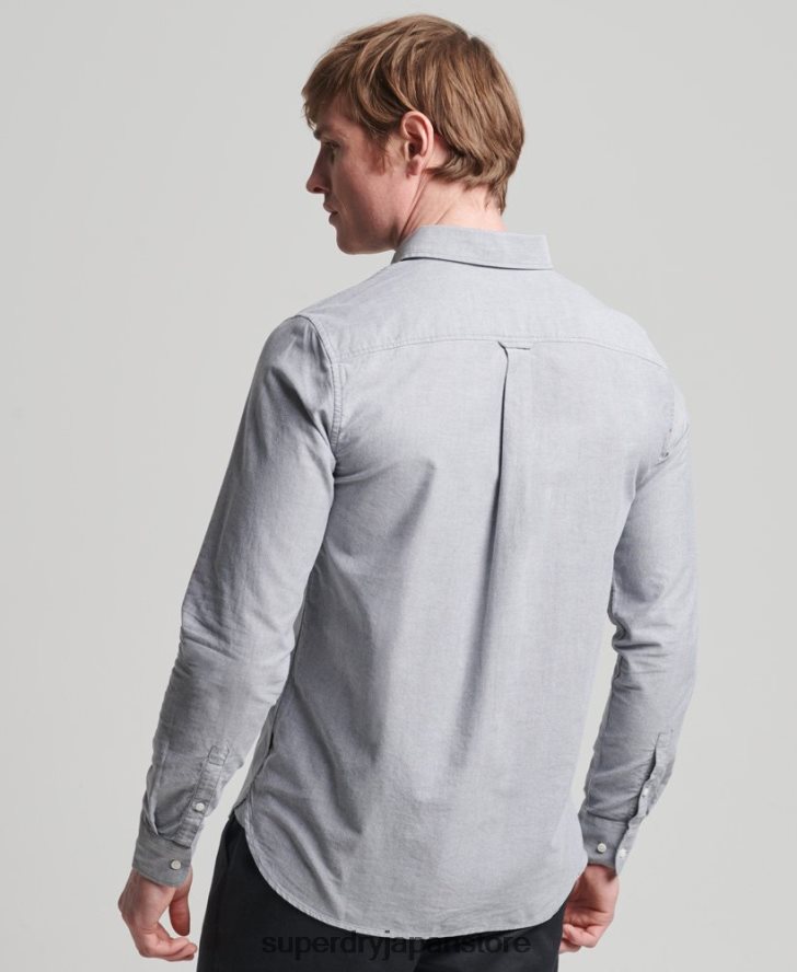 オーガニックコットンユニオックスフォードシャツ 男性 Superdry 衣類 グレー 2J62PZ217