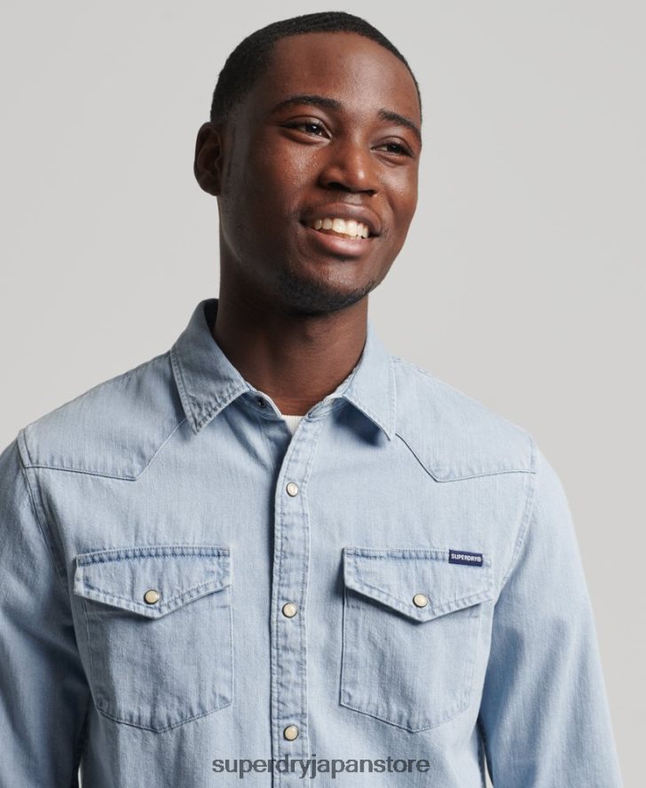 ヴィンテージウエスタンシャツ 男性 Superdry 衣類 青 2J62PZ218