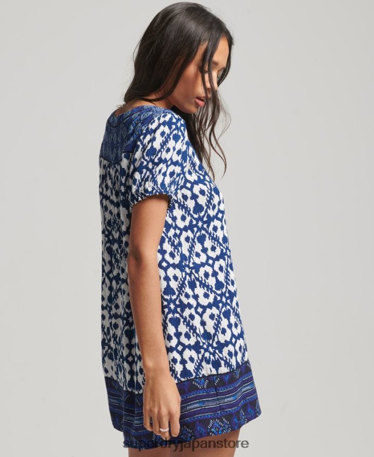 ヴィンテージノッチネックミニドレス 女性 Superdry 衣類 青 2J62PZ2182