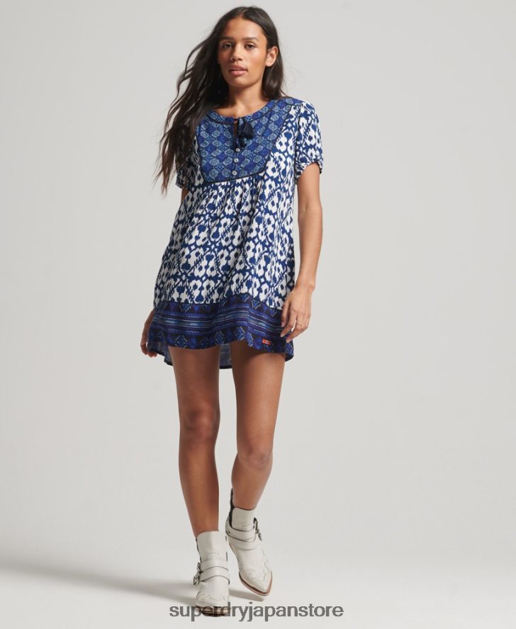 ヴィンテージノッチネックミニドレス 女性 Superdry 衣類 青 2J62PZ2182