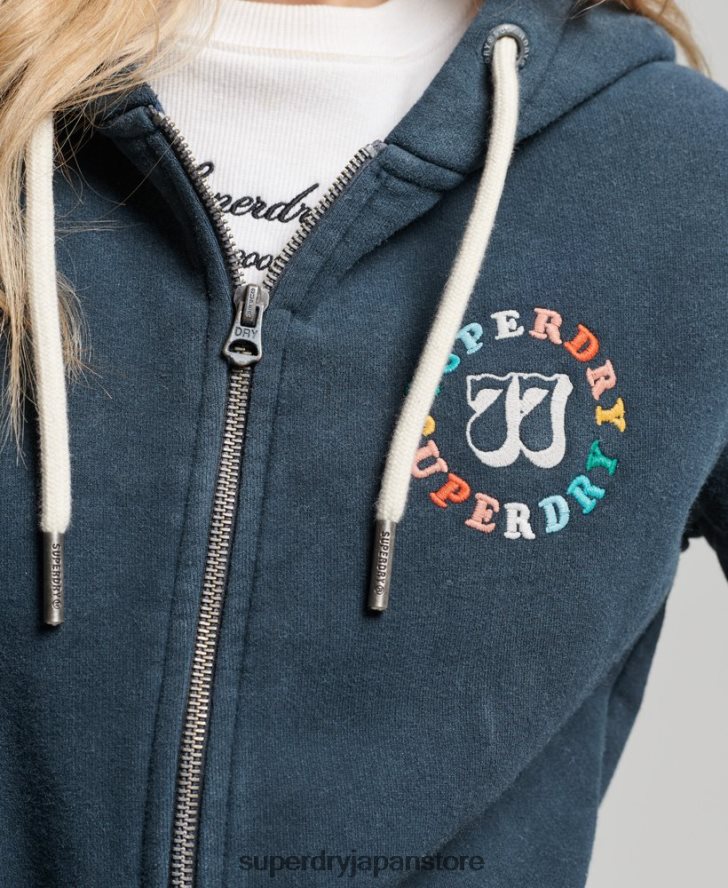 ヴィンテージ レインボー ジップ パーカー 女性 Superdry 衣類 海軍 2J62PZ2192