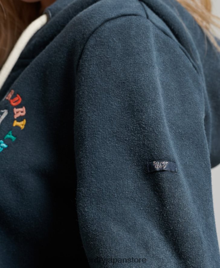 ヴィンテージ レインボー ジップ パーカー 女性 Superdry 衣類 海軍 2J62PZ2192