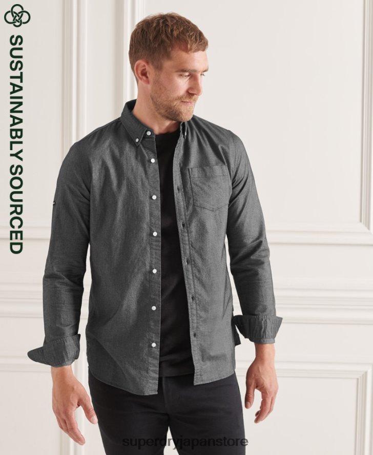オーガニックコットンユニオックスフォードシャツ 男性 Superdry 衣類 黒 2J62PZ221