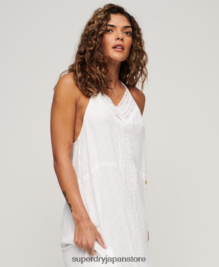 レーストリムマキシドレス 女性 Superdry 衣類 白 2J62PZ2213