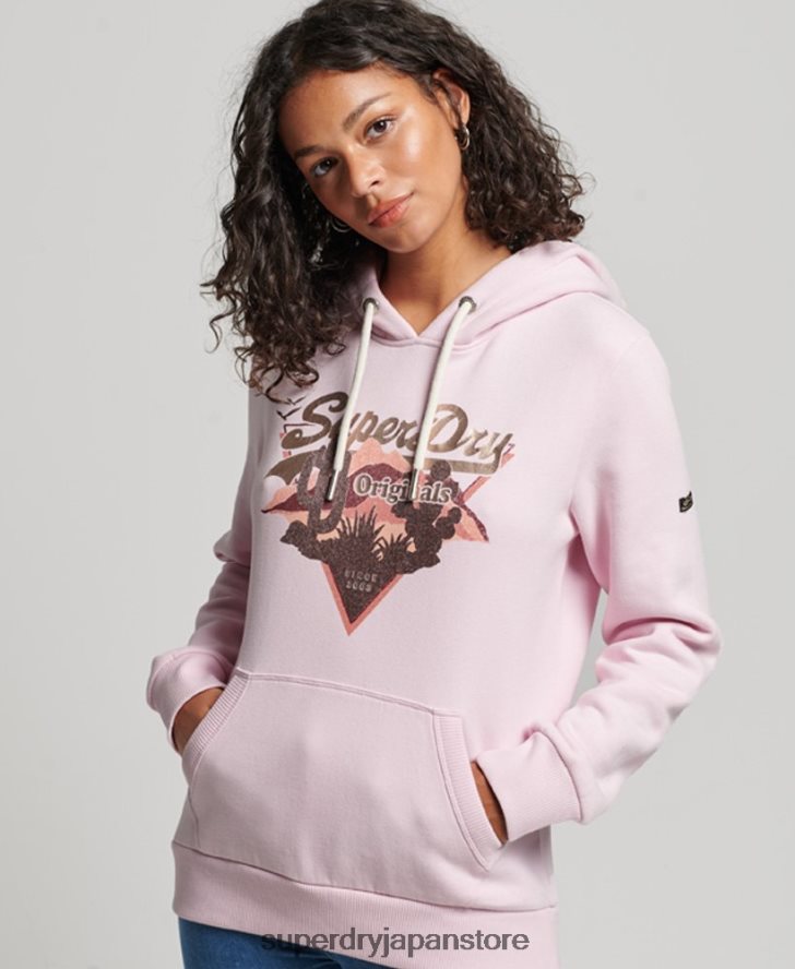 ヴィンテージロゴナラティブパーカー 女性 Superdry 衣類 ピンク 2J62PZ2219