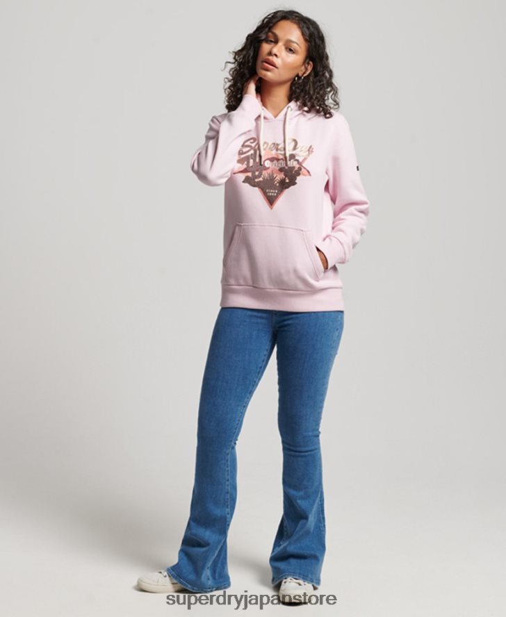 ヴィンテージロゴナラティブパーカー 女性 Superdry 衣類 ピンク 2J62PZ2219