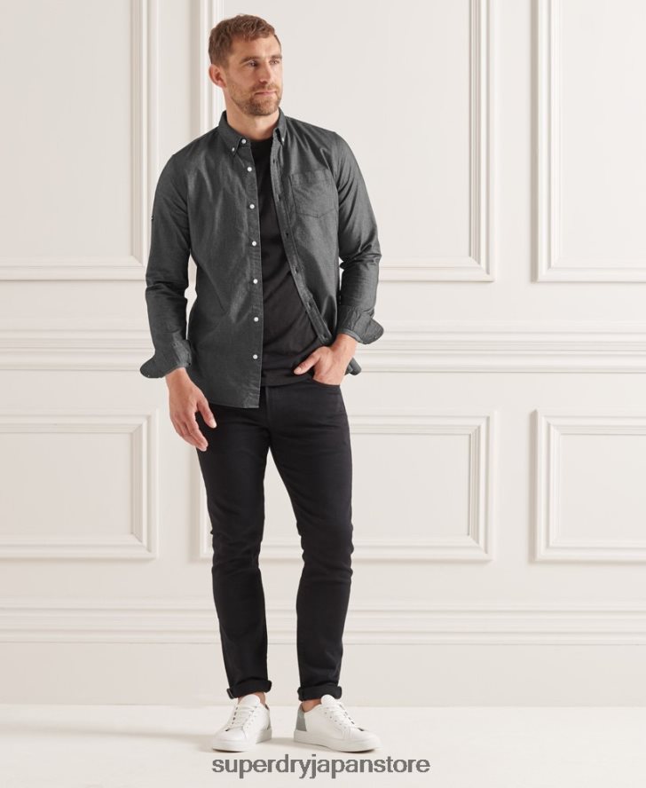 オーガニックコットンユニオックスフォードシャツ 男性 Superdry 衣類 黒 2J62PZ221