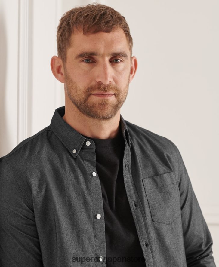 オーガニックコットンユニオックスフォードシャツ 男性 Superdry 衣類 黒 2J62PZ221