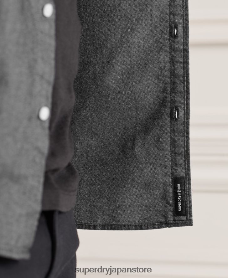 オーガニックコットンユニオックスフォードシャツ 男性 Superdry 衣類 黒 2J62PZ221