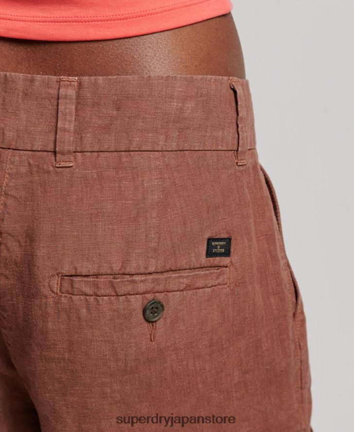 オーバーダイリネンショーツ 女性 Superdry 衣類 茶色 2J62PZ2237