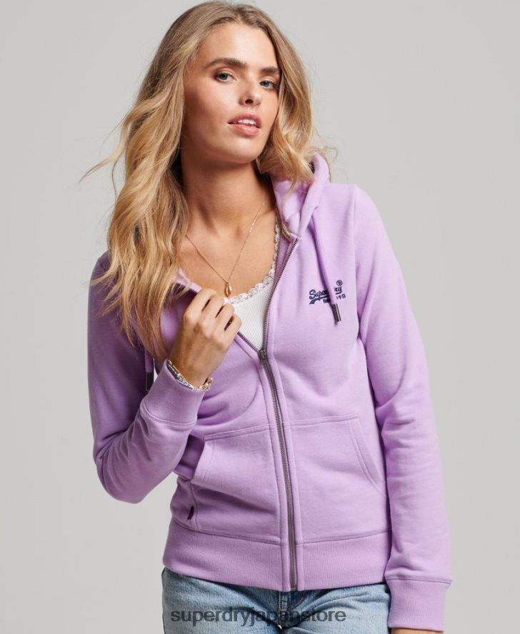 ヴィンテージロゴ刺繍ジップパーカー 女性 Superdry 衣類 紫 2J62PZ2238