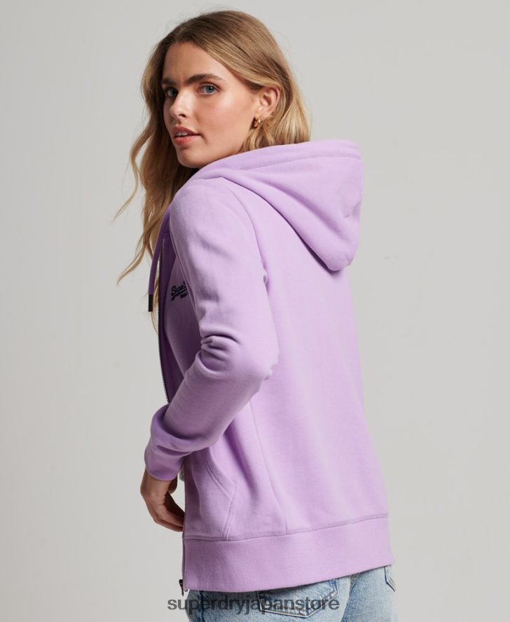 ヴィンテージロゴ刺繍ジップパーカー 女性 Superdry 衣類 紫 2J62PZ2238