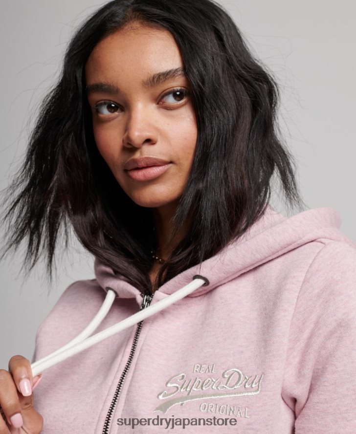 ヴィンテージロゴスクリプトジップパーカー 女性 Superdry 衣類 ピンク 2J62PZ2239
