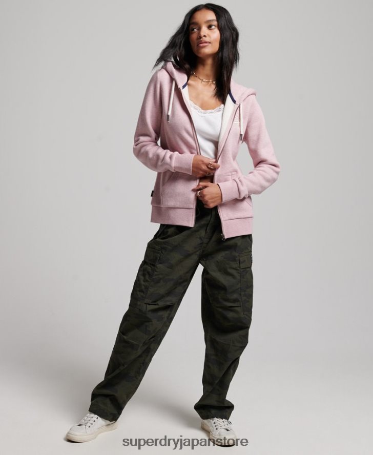 ヴィンテージロゴスクリプトジップパーカー 女性 Superdry 衣類 ピンク 2J62PZ2239