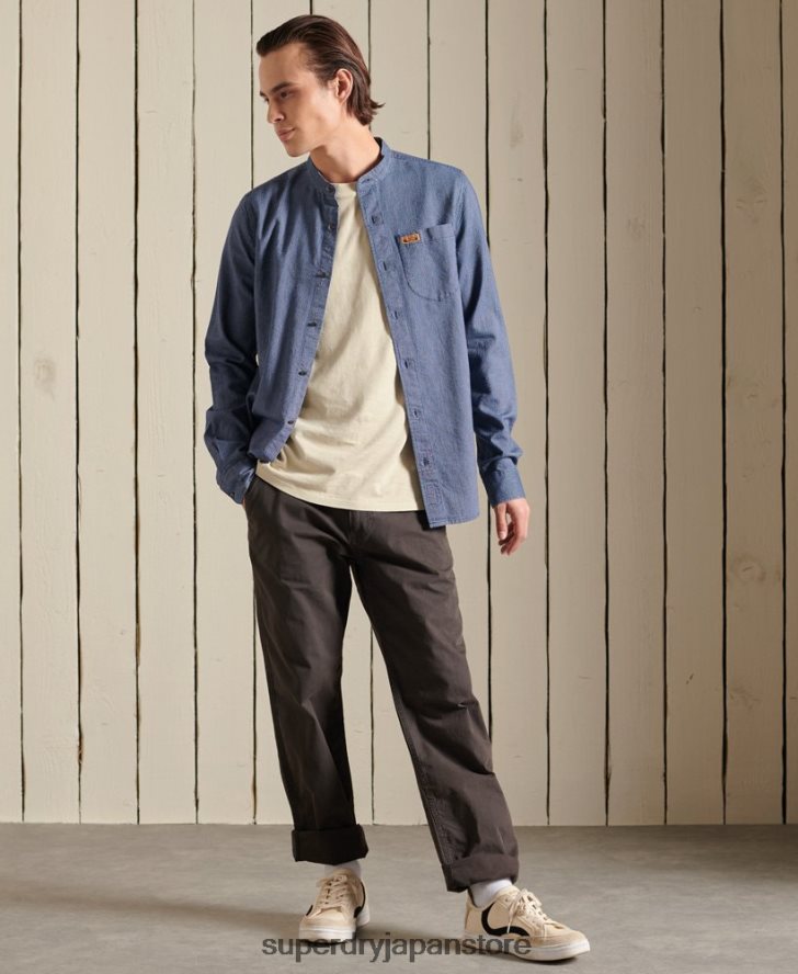 インディゴヘンリーワークウェアシャツ 男性 Superdry 衣類 青 2J62PZ223