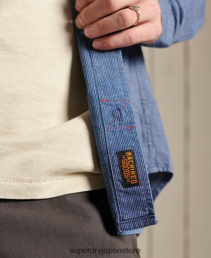インディゴヘンリーワークウェアシャツ 男性 Superdry 衣類 青 2J62PZ223