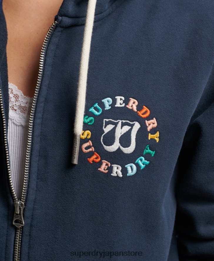 ヴィンテージ レインボー ジップ パーカー 女性 Superdry 衣類 海軍 2J62PZ2242