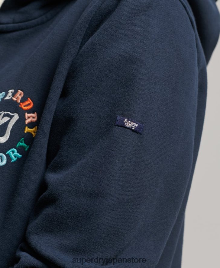ヴィンテージ レインボー ジップ パーカー 女性 Superdry 衣類 海軍 2J62PZ2242