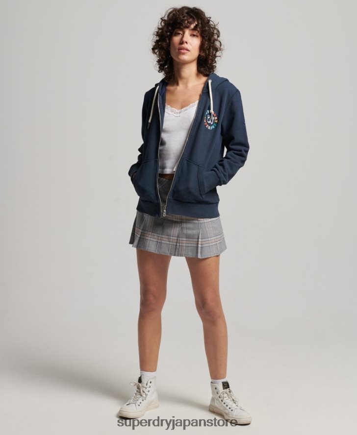 ヴィンテージ レインボー ジップ パーカー 女性 Superdry 衣類 海軍 2J62PZ2242