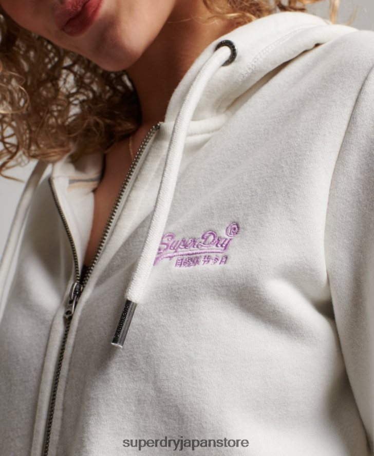 ヴィンテージロゴ刺繍ジップパーカー 女性 Superdry 衣類 白 2J62PZ2244
