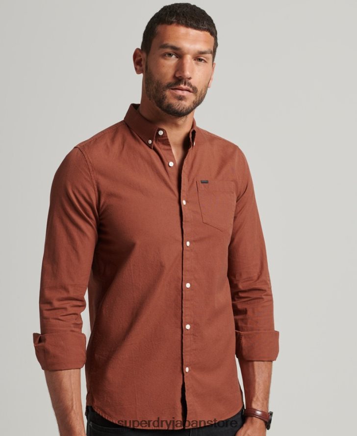 コットンマイクロチェックシャツ 男性 Superdry 衣類 オレンジ 2J62PZ225