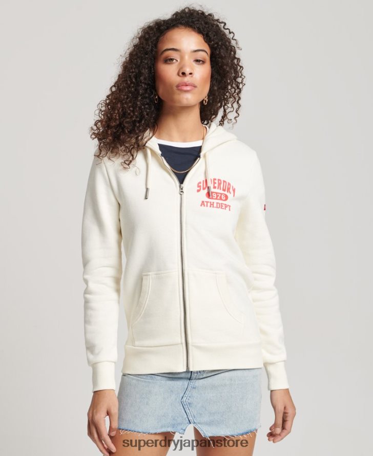 ヴィンテージ アスレチック ジップ パーカー 女性 Superdry 衣類 白 2J62PZ2251