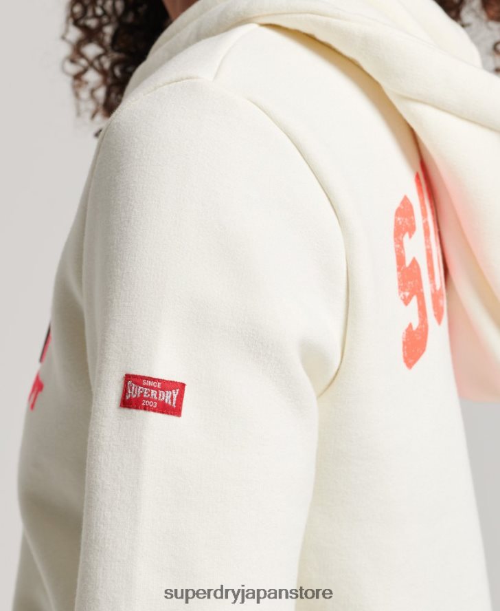ヴィンテージ アスレチック ジップ パーカー 女性 Superdry 衣類 白 2J62PZ2251