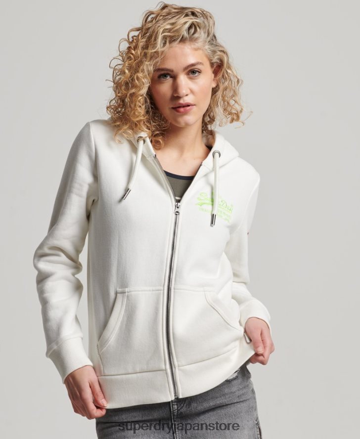 ヴィンテージロゴネオンジップパーカー 女性 Superdry 衣類 クリーム 2J62PZ2252