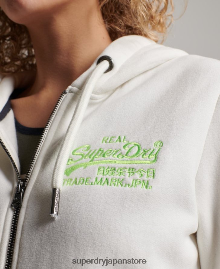 ヴィンテージロゴネオンジップパーカー 女性 Superdry 衣類 クリーム 2J62PZ2252