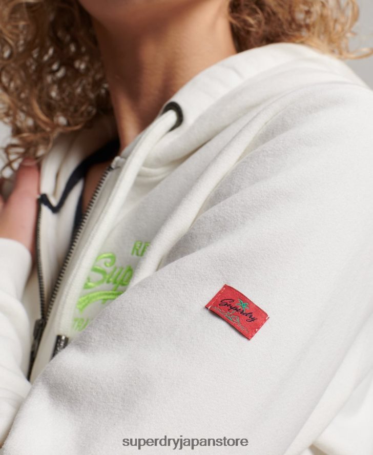 ヴィンテージロゴネオンジップパーカー 女性 Superdry 衣類 クリーム 2J62PZ2252