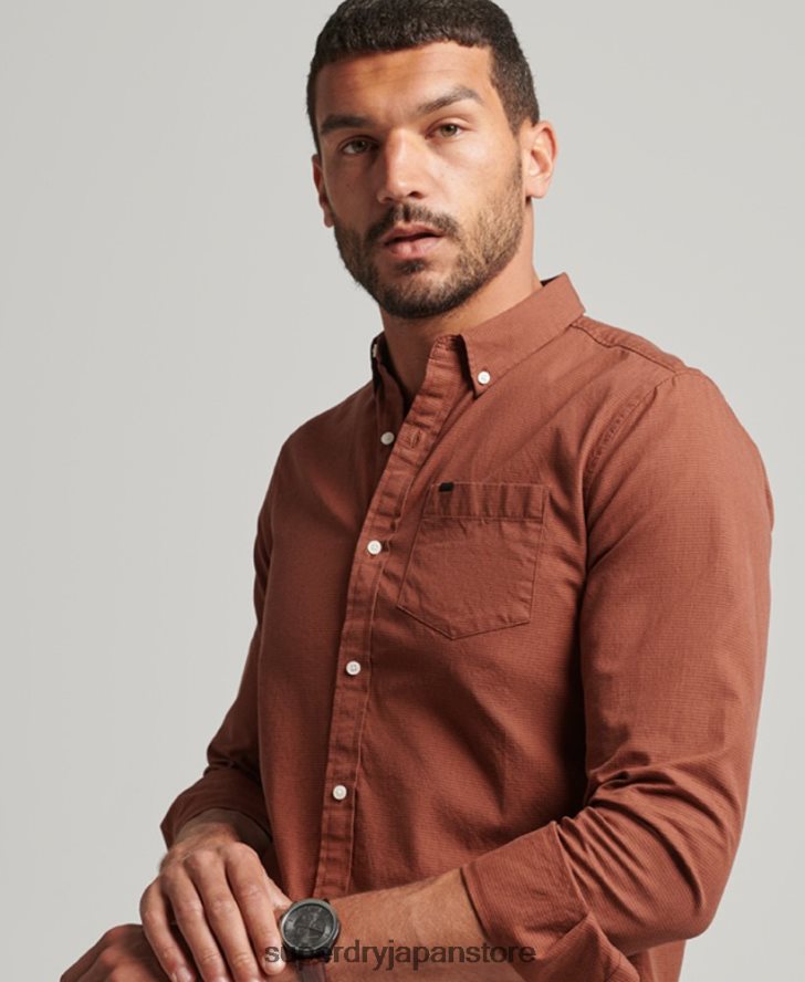 コットンマイクロチェックシャツ 男性 Superdry 衣類 オレンジ 2J62PZ225