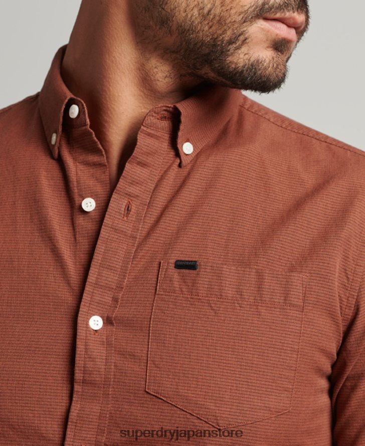 コットンマイクロチェックシャツ 男性 Superdry 衣類 オレンジ 2J62PZ225