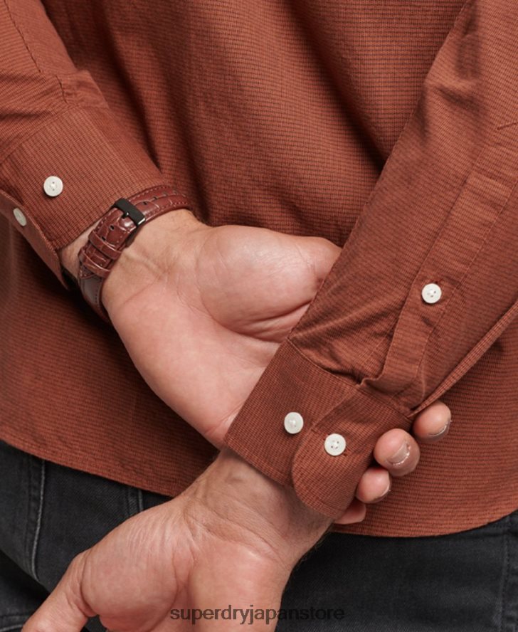 コットンマイクロチェックシャツ 男性 Superdry 衣類 オレンジ 2J62PZ225
