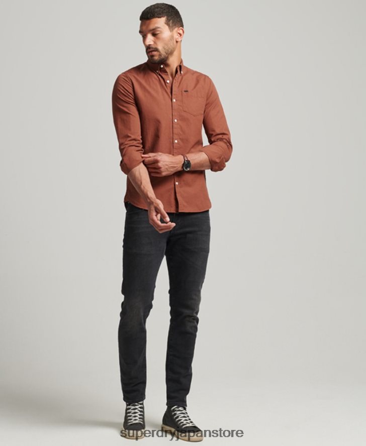 コットンマイクロチェックシャツ 男性 Superdry 衣類 オレンジ 2J62PZ225
