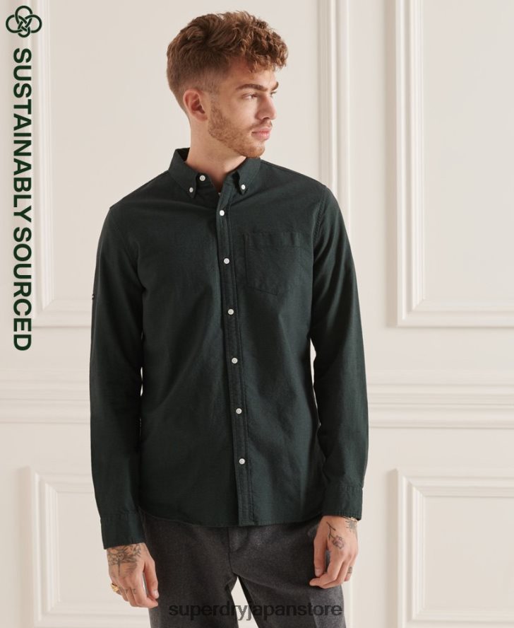 オーガニックコットンユニオックスフォードシャツ 男性 Superdry 衣類 緑 2J62PZ226