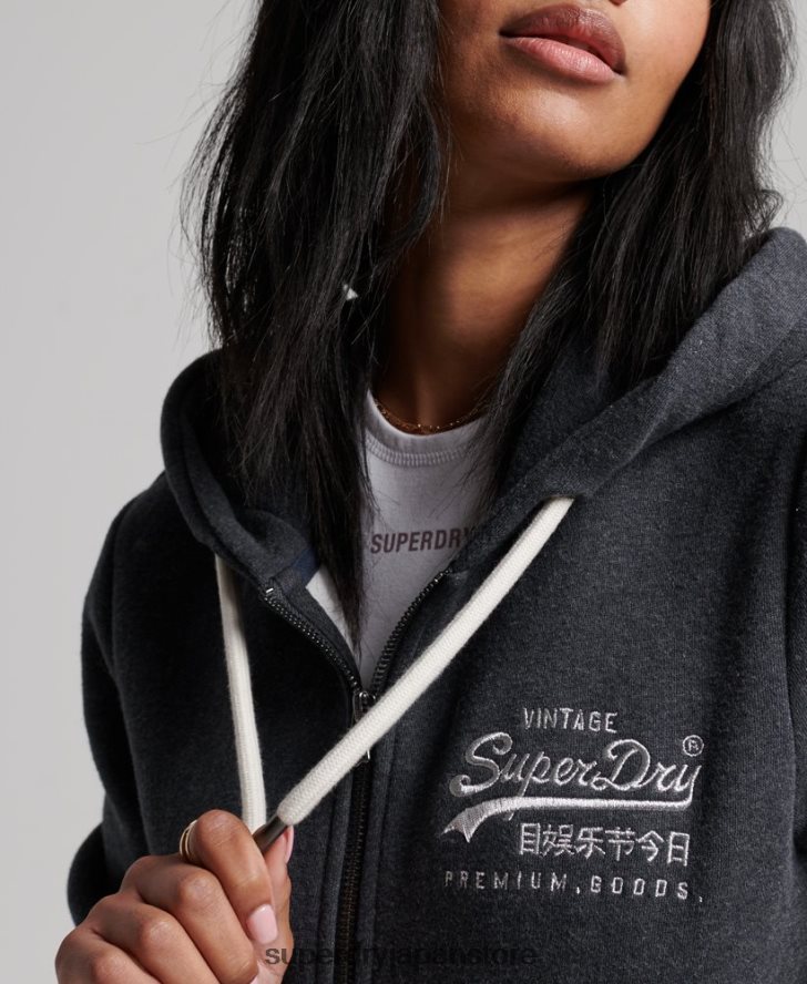 ヴィンテージロゴスクリプトジップパーカー 女性 Superdry 衣類 海軍 2J62PZ2260