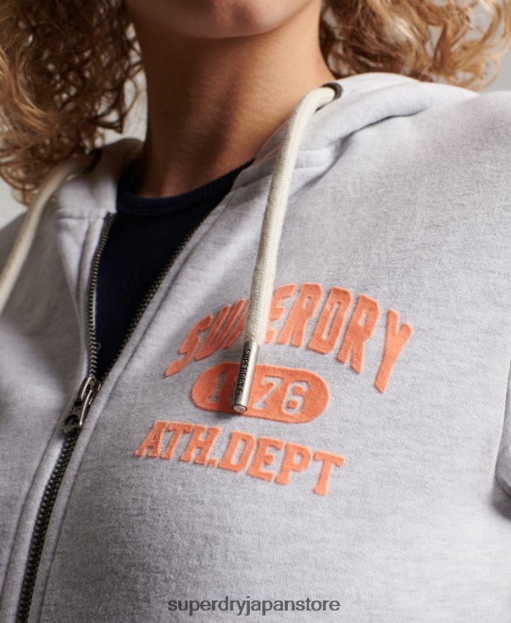 ヴィンテージ アスレチック ジップ パーカー 女性 Superdry 衣類 ライトグレー 2J62PZ2262