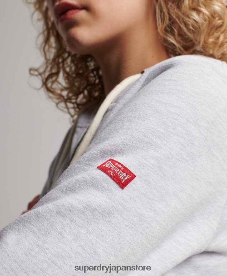 ヴィンテージ アスレチック ジップ パーカー 女性 Superdry 衣類 ライトグレー 2J62PZ2262